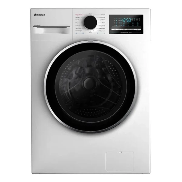 ماشین لباسشویی اسنوا مدل SWM-B80S با ظرفیت 8 کیلوگرم ، گزینهای ایدهآل برای خانوادههای با حجم شستشوی بالا است. این مدل از ماشین لباسشویی اسنوا با بهرهگیری از تکنولوژی نانو سیلور و خاصیت ضدباکتریایی بوی نامطبوع لباسها کمک میکند. همچنین تکنولوژی نانو سیلور با حفظ سلامت پارچهها در برابر میکروبها و باکتریها، تجربهای بهداشتی و ایمن را برای شما فراهم میآورد. همچنین، استفاده از درام الماسه نسل جدید در این مدل باعث بهبود کیفیت شستشو و تماس بهتر لباسها با مواد شوینده میشود. بررسی مشخصات فنی کامل ماشین لباسشویی اسنوا مدل SWM-B80S ظرفیت 8 کیلوگرم ماشین لباسشویی اسنوا مدل SWN-B80S یک ماشین لباسشویی با تکنولوژی پیشرفته است. برخی از مشخصات فنی این ماشین که آن را به یک محصول پرطرفدار و محبوب تبدیل کرده است به شرح زیر است: تکنولوژی نانو سیلور: این فناوری با استفاده از نقره به عنوان مادهای ضدباکتریایی به حذف بوی نامطبوع و محافظت از لباسها در برابر میکروبها و باکتریها کمک میکند. موتور دیجیتال اینورتر: با سرعت چرخش ۱۴۰۰ دور در دقیقه، موتور دیجیتال اینورتر کارایی و دوام بالایی را در کنار مصرف انرژی بهینه (رتبه A+++) ارائه میدهد. ظرفیت دیگ: دیگ این ماشین با ظرفیت ۸ کیلوگرم، برای خانوادههایی با حجم شستشوی بالا مناسب است